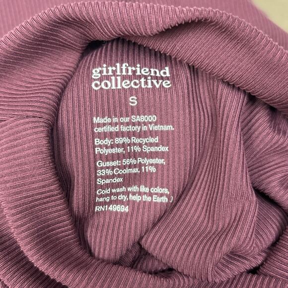 Girlfriend Collective Women's Maroon Ribbed Built In Bra Mock Neck Bodysuit S - Picture 8 of 8